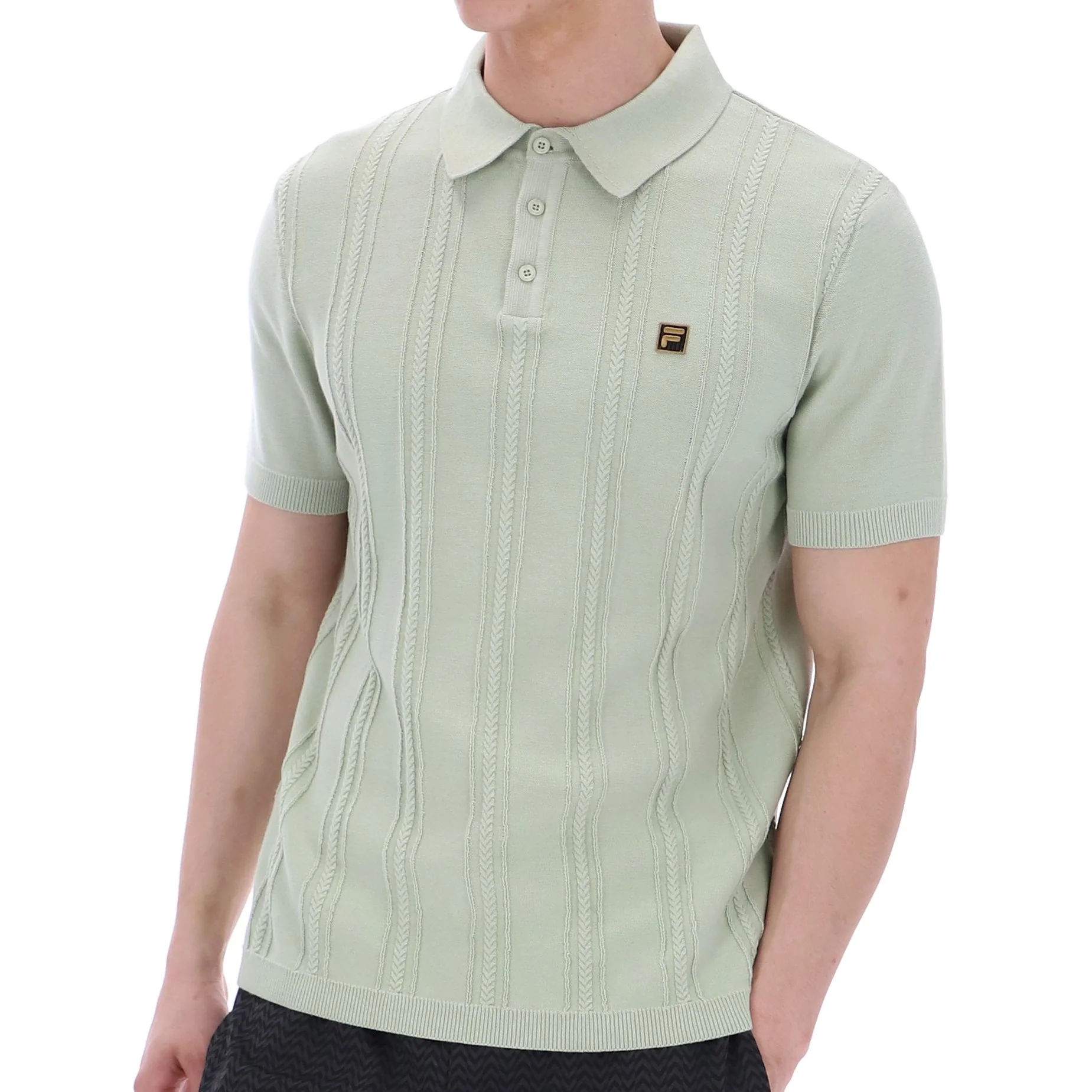 Fila Gold Collection Cable Knit Polo Sea Foam - Image 3