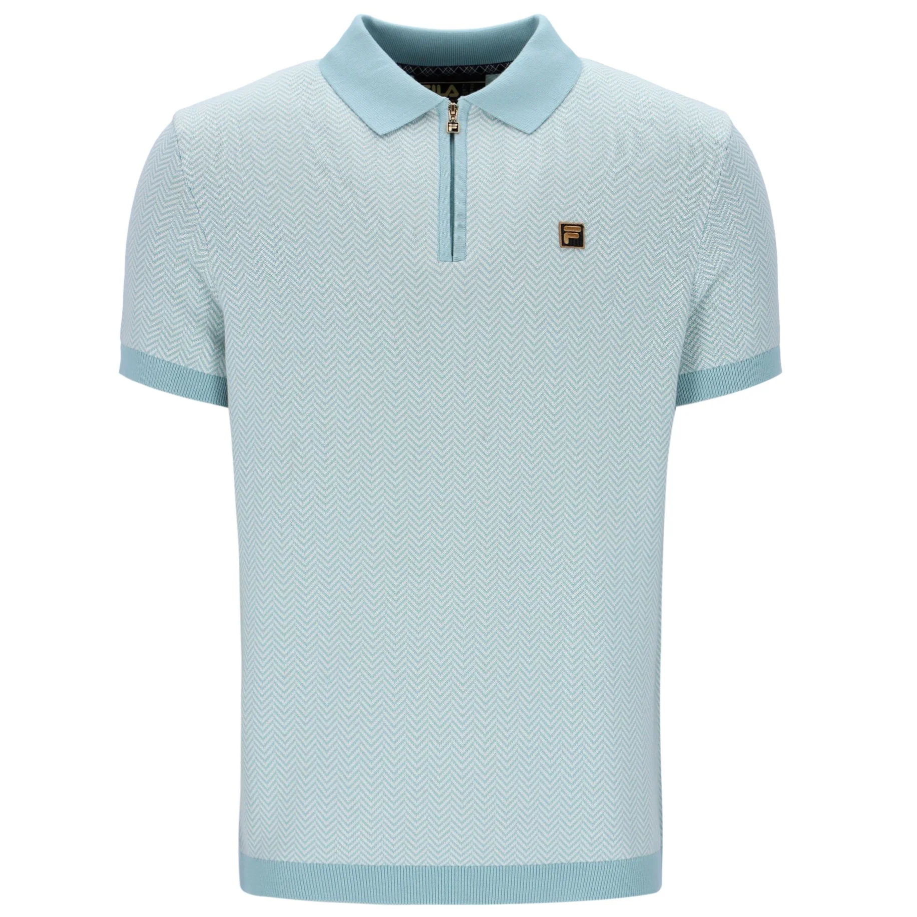 Fila Gold Collection Herringbone Knit Polo Duck Egg