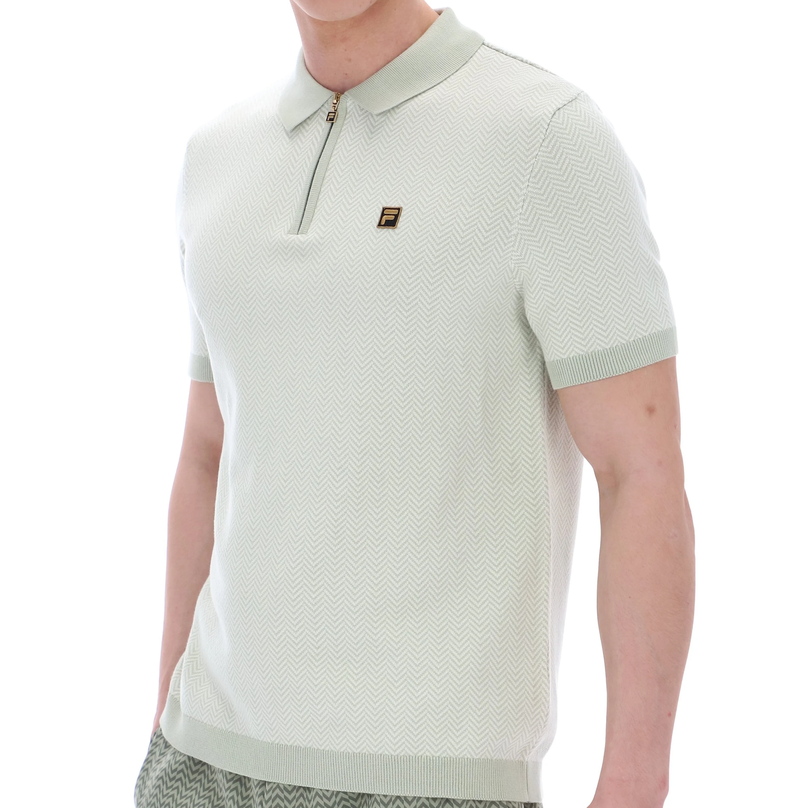 Fila Gold Collection Herringbone Knit Polo Sea Foam - Image 4