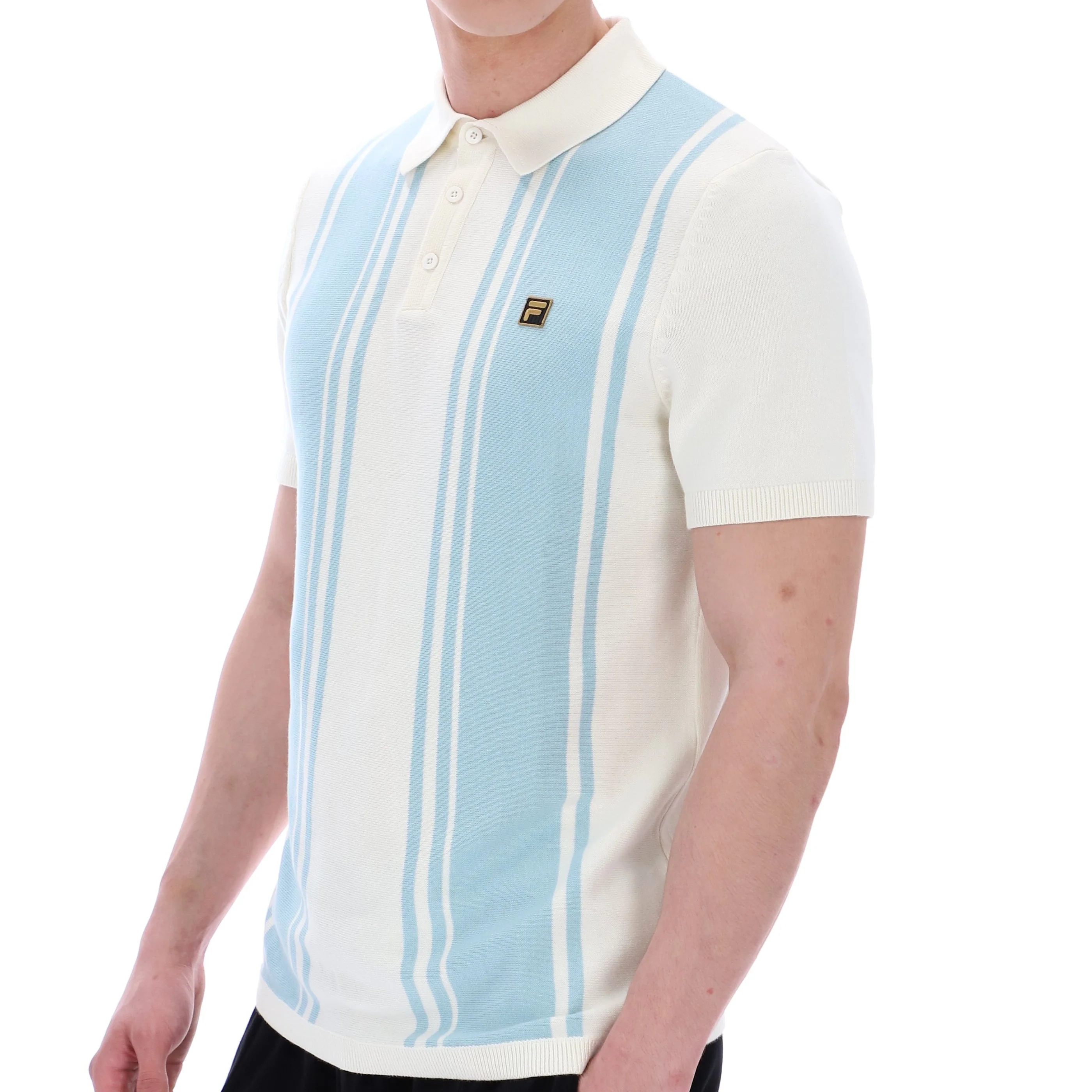 Fila Gold Collection Multi Stripe Knit Polo Ecru - Image 3