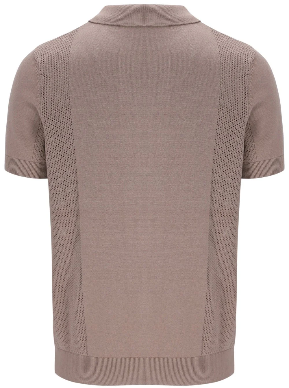Fila Gold Collection Pointelle Knit Panel Polo Cardi Taupe - Image 2