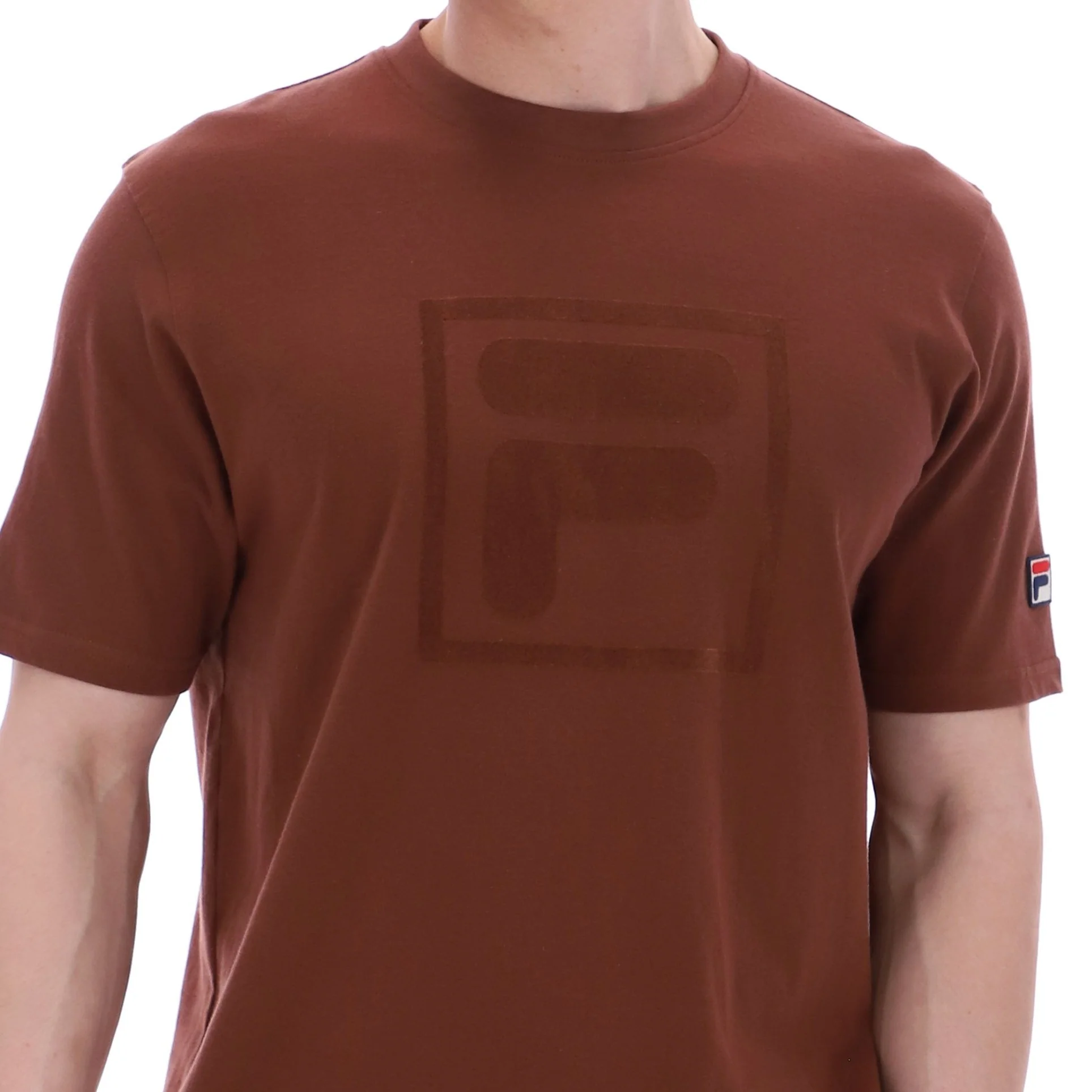 Fila Pepe Flock Self Chest Logo T-Shirt Brown - Image 5