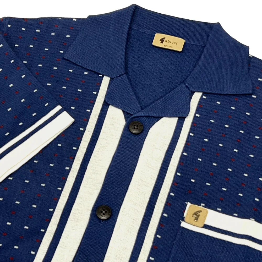 Gabicci Vintage Reilly Revere Collar Fine Gauge Knit Cardigan Airforce - Image 2