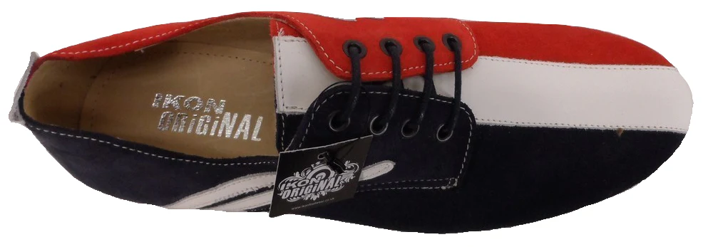 Ikon Original Badger Leather/Suede Shoes in Red White and Blue - Image 5