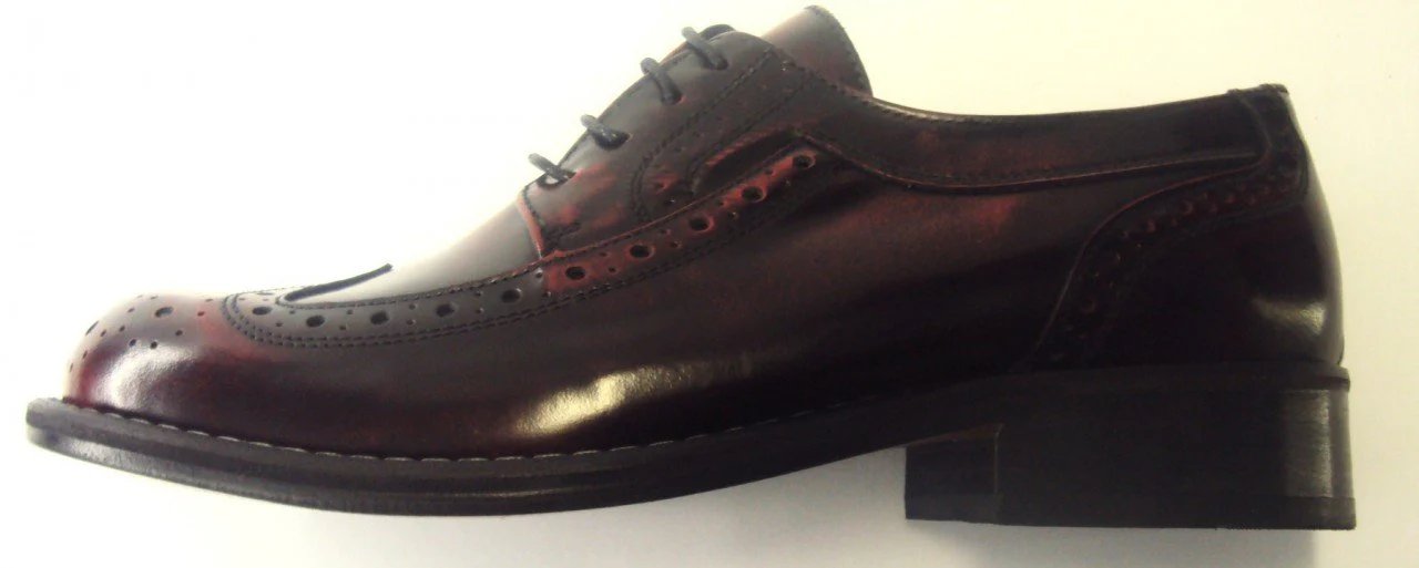 Ikon Original Krombie Leather Brogues in Oxblood Rub Off - Image 2