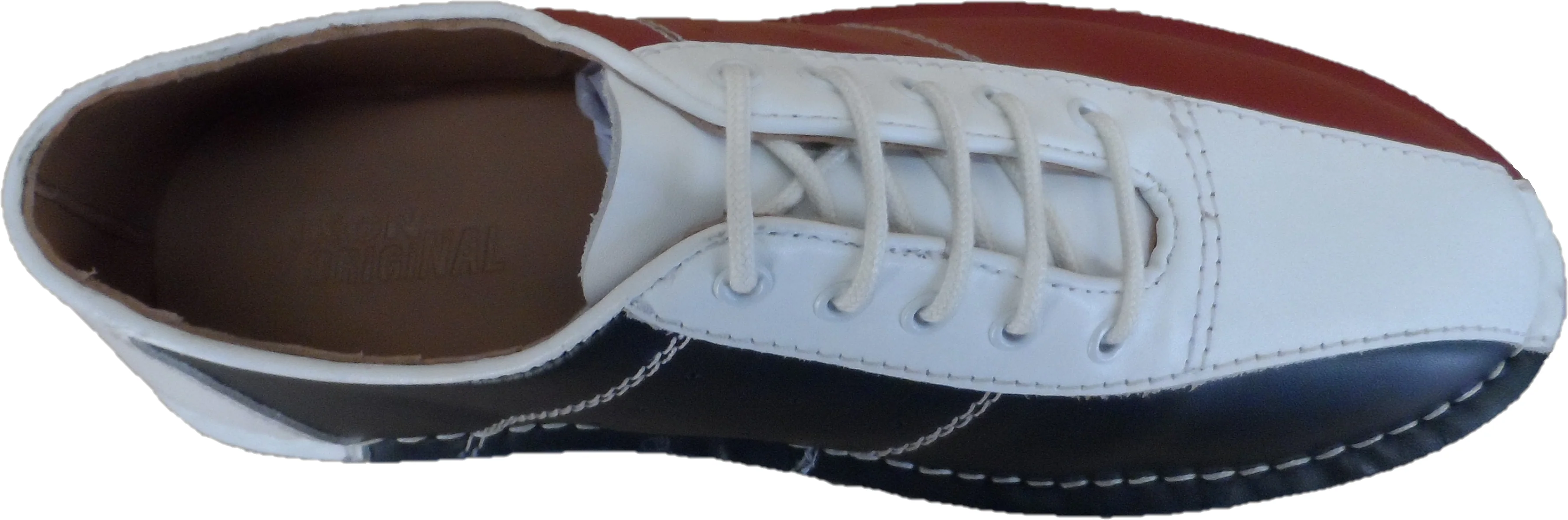 Ikon Original Marriott Leather Bowling Shoes in Red/White/Blue - Image 3