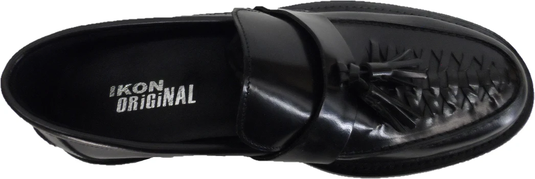 Ikon Original Mens Twister Black Retro,Ska,Northern Soul Tassel Loafers - Image 4