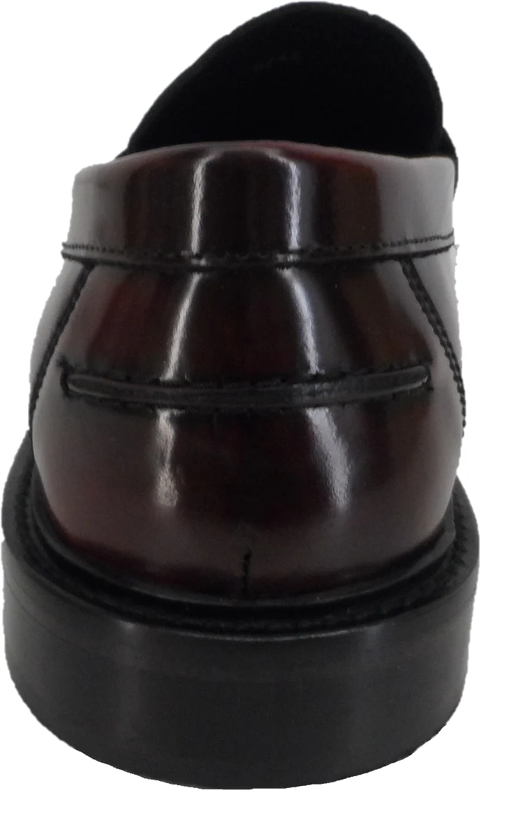 Ikon Original Quad Punch Leather Tassel Loafers in Oxblood Rub Off - Image 3
