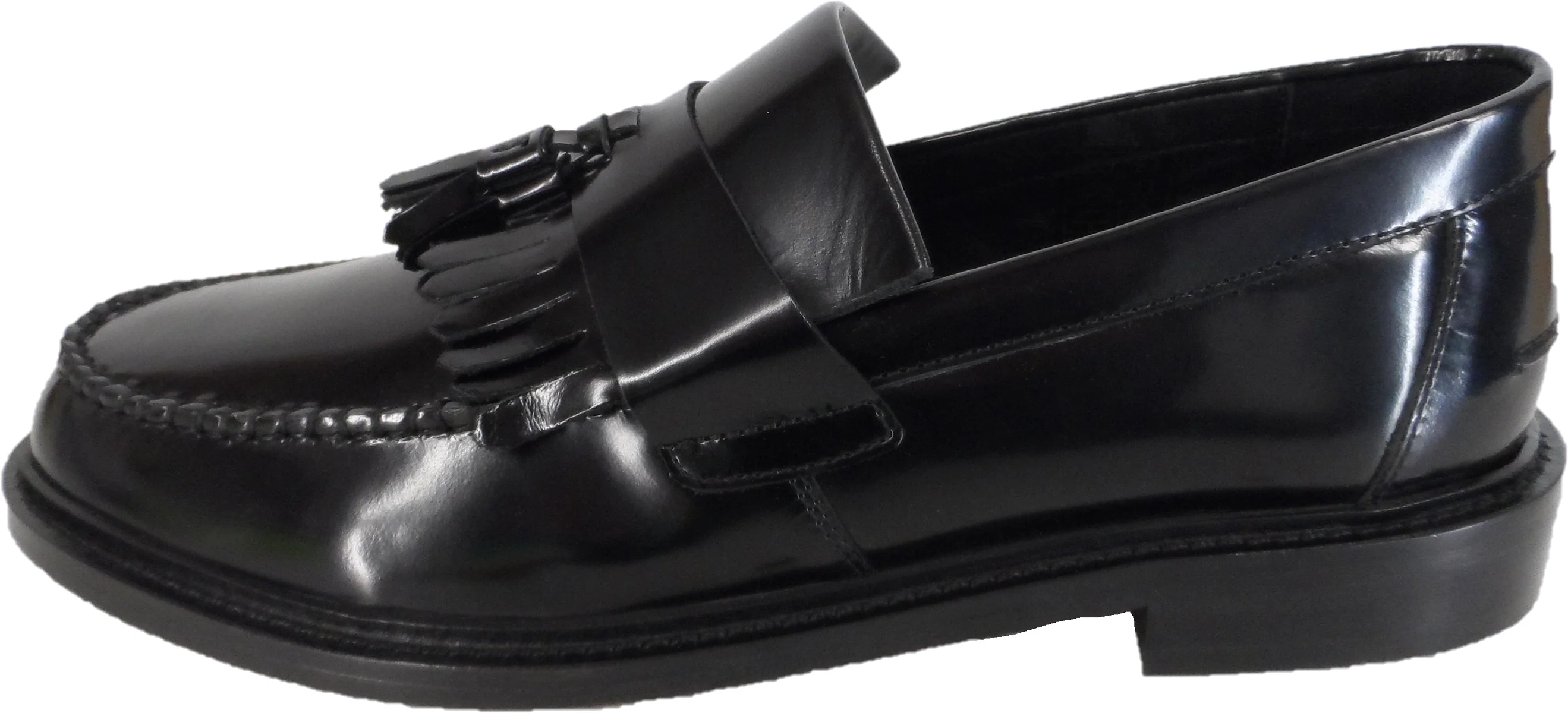 Ikon Original Selecta Mens Leather Tassel Loafers in Black - Image 2