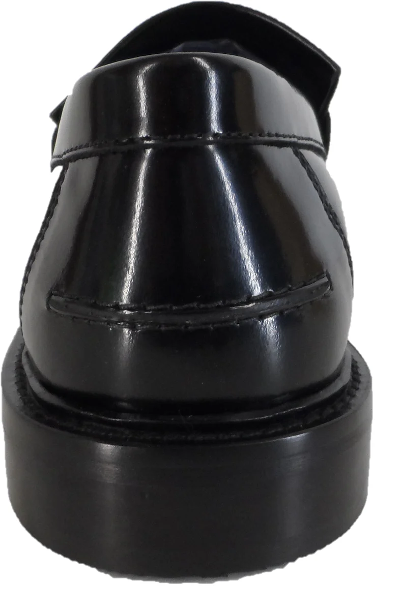 Ikon Original Selecta Mens Leather Tassel Loafers in Black - Image 3