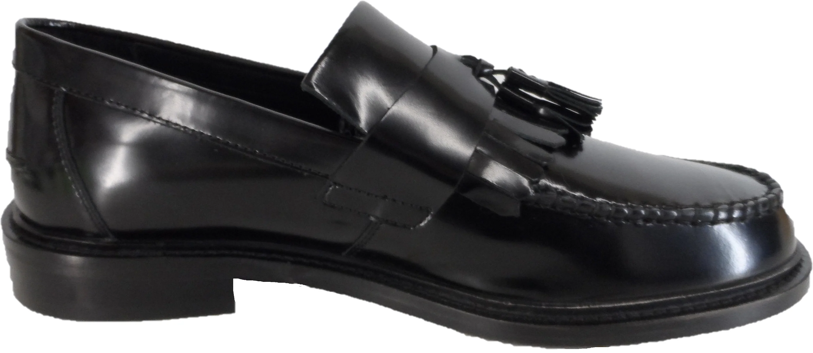 Ikon Original Selecta Mens Leather Tassel Loafers in Black - Image 4