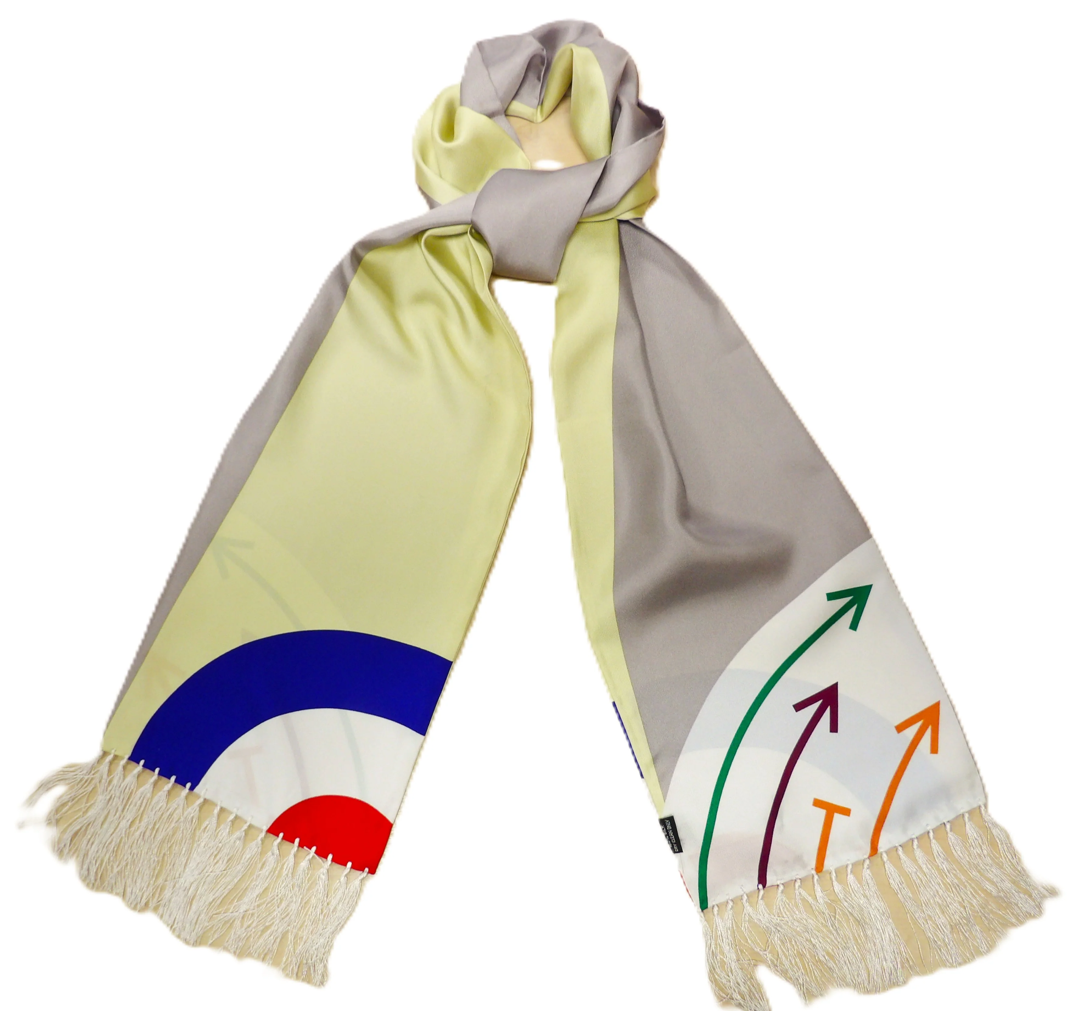 Knightsbridge Retro Mod 60's Silk Aviator Scarf 'Being Someone' Movie Cream & Grey - Image 2