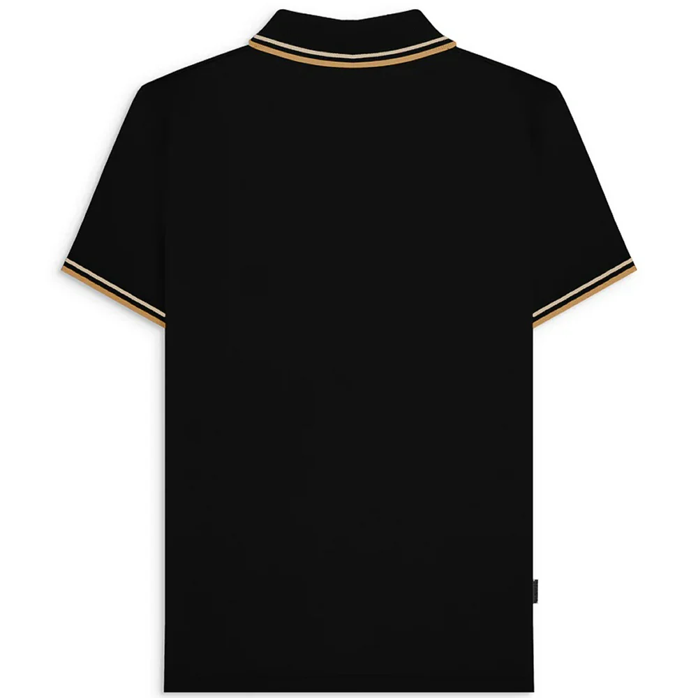 Lambretta Side Stripe Pique Polo Shirt Black - Image 2