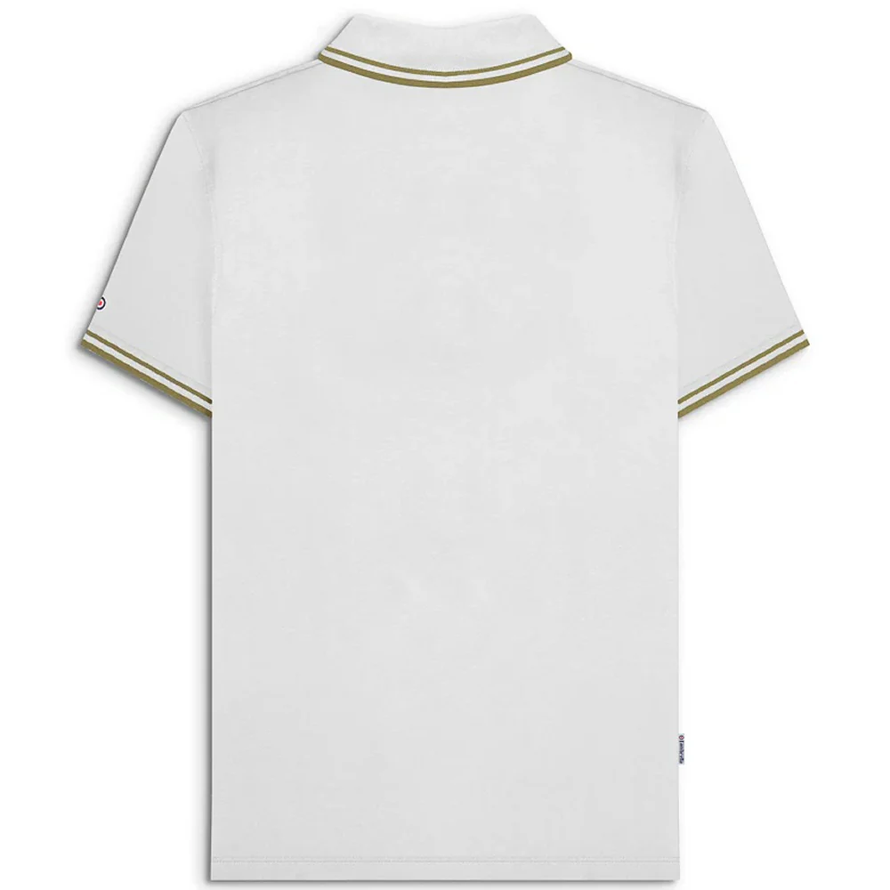 Lambretta Target Logo 3 Button Twin-Tipped Pique Polo Shirt White / Sand - Image 2