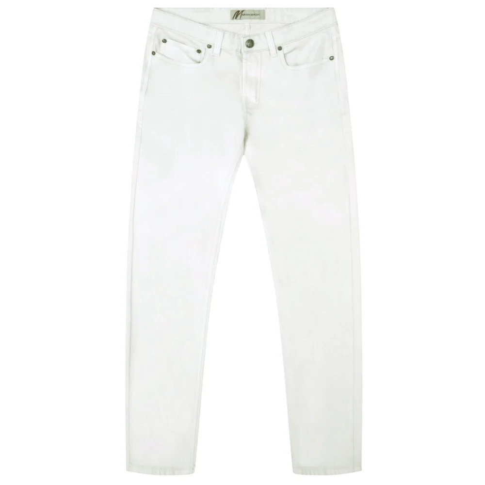 Mish Mash Mens Tapered Leg Jeans Off White - Image 3