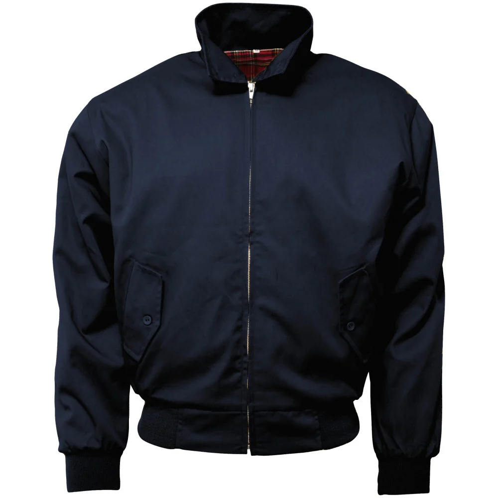 Relco Classic Red Tartan Lined Harrington Navy Blue