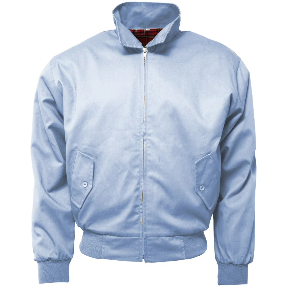 Relco Classic Red Tartan Lined Harrington Sky Blue