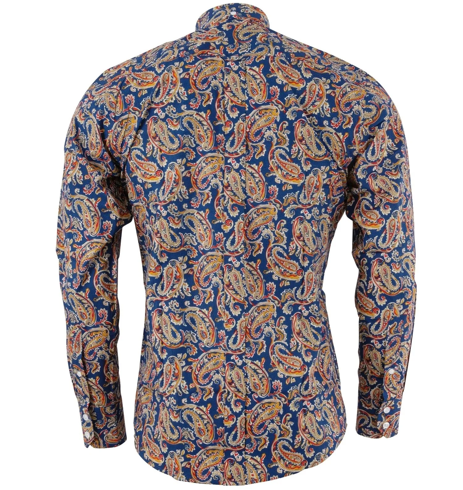 Relco Mens Long Sleeve Paisley Print Shirt Navy Blue - Image 3