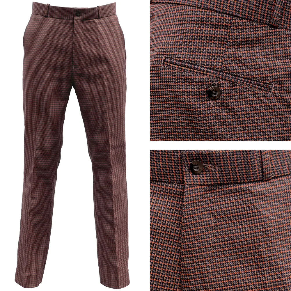 Relco Mod 60's Retro Trousers Tweed Brown Check