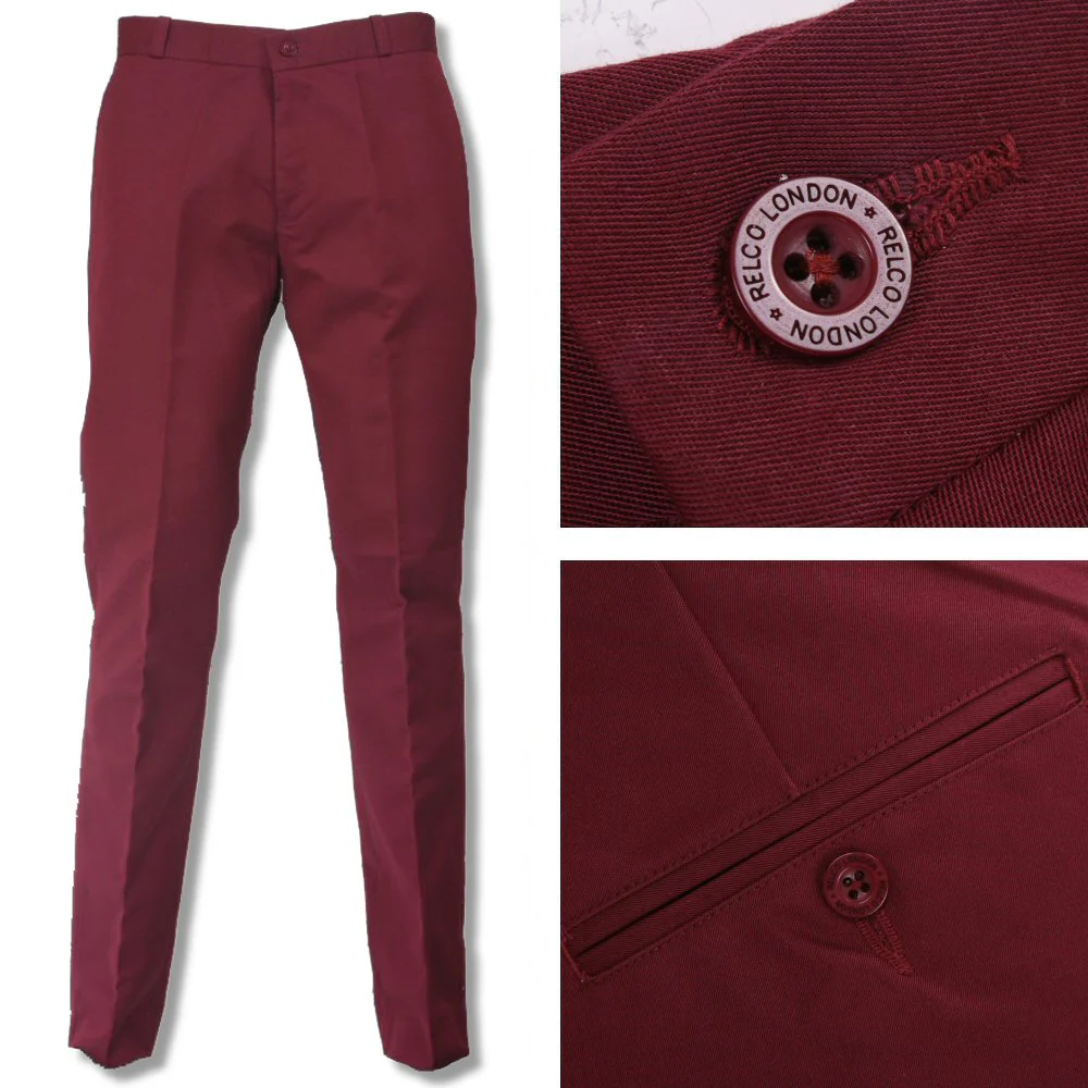 Relco Mod Retro Sta Press Trousers Navy / Burgundy / Black / Khaki - Image 4