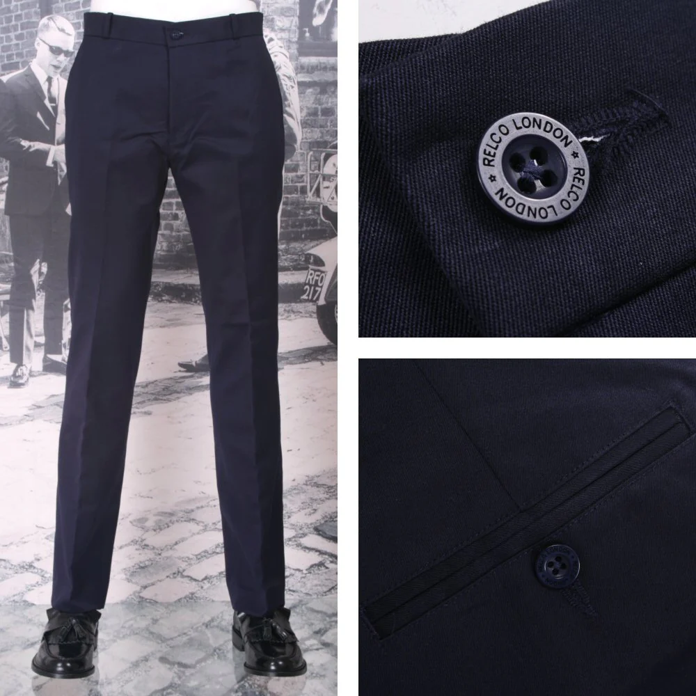 Relco Mod Retro Sta Press Trousers Navy / Burgundy / Black / Khaki - Image 8