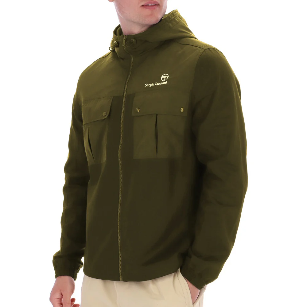 Sergio Tacchini Calisti Hooded Windbreaker Dark Olive - Image 2