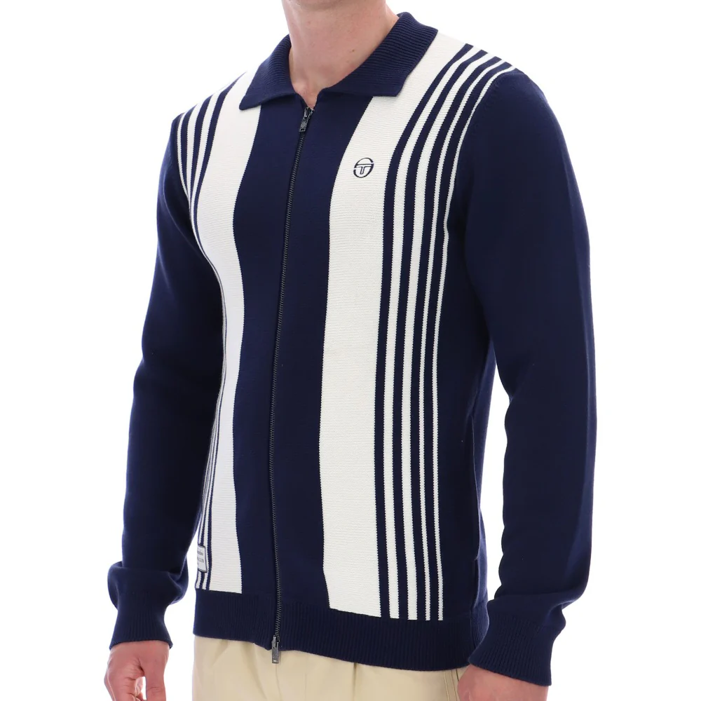 Sergio Tacchini Cotton Knit Zip Cardigan Navy / Off White - Image 2