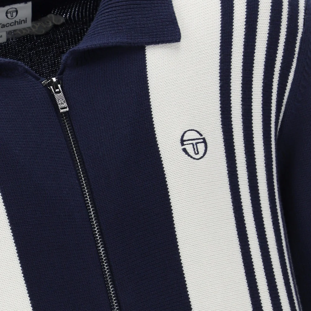 Sergio Tacchini Cotton Knit Zip Cardigan Navy / Off White - Image 3