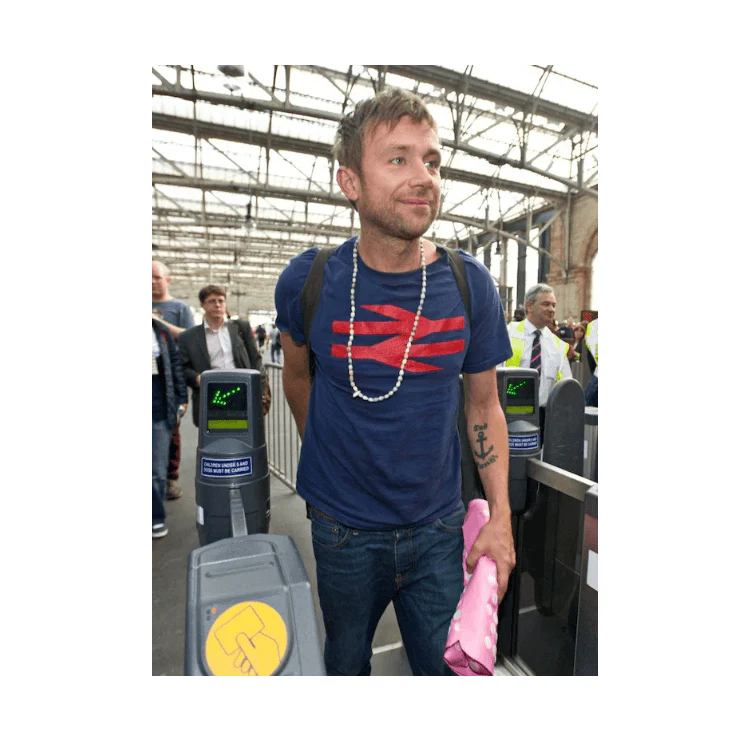 Ska & Soul Damon Albarn Rail Away Days T Shirt Navy - Image 2