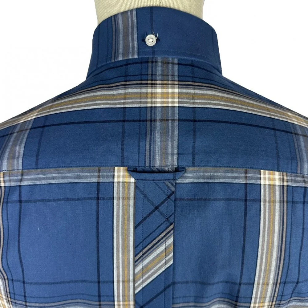 Trojan Records Classic Large Check Shirt With Pocket Square Cobalt - Image 3