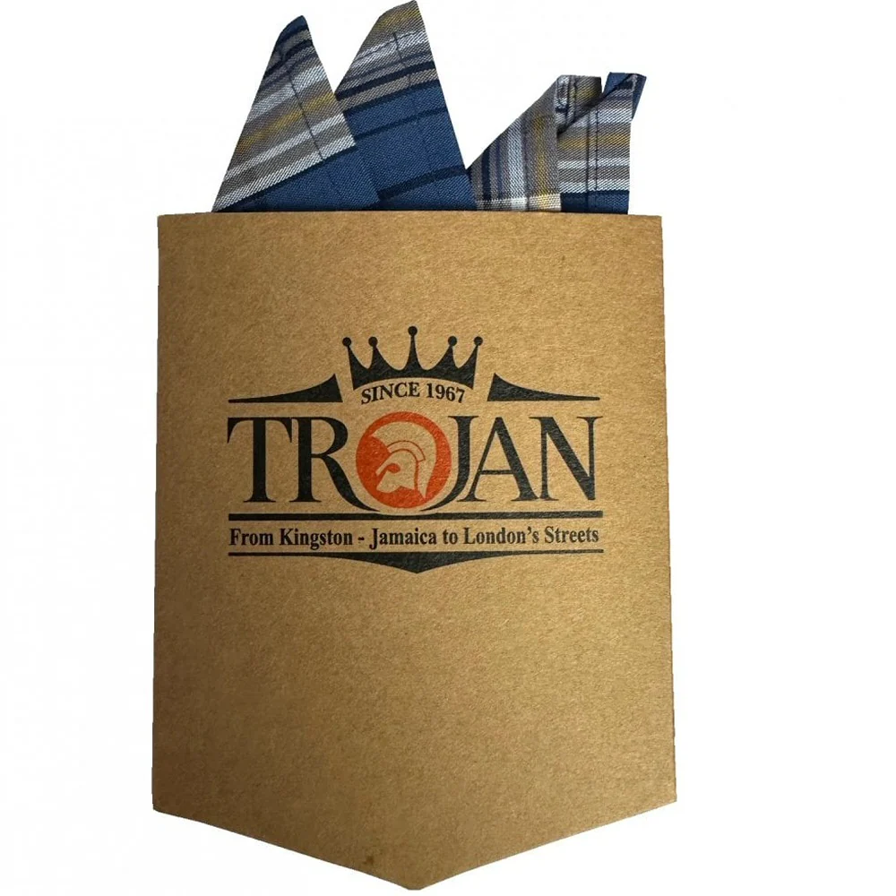 Trojan Records Classic Large Check Shirt With Pocket Square Cobalt - Image 5