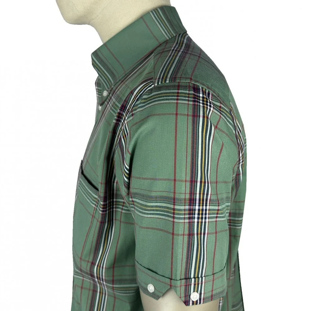 Trojan Records Classic Large Check Shirt With Pocket Square Green - Image 4