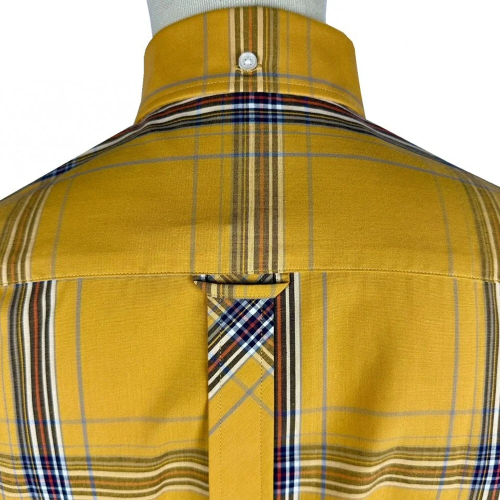 Trojan Records Classic Large Check Shirt With Pocket Square Mustard - Image 3