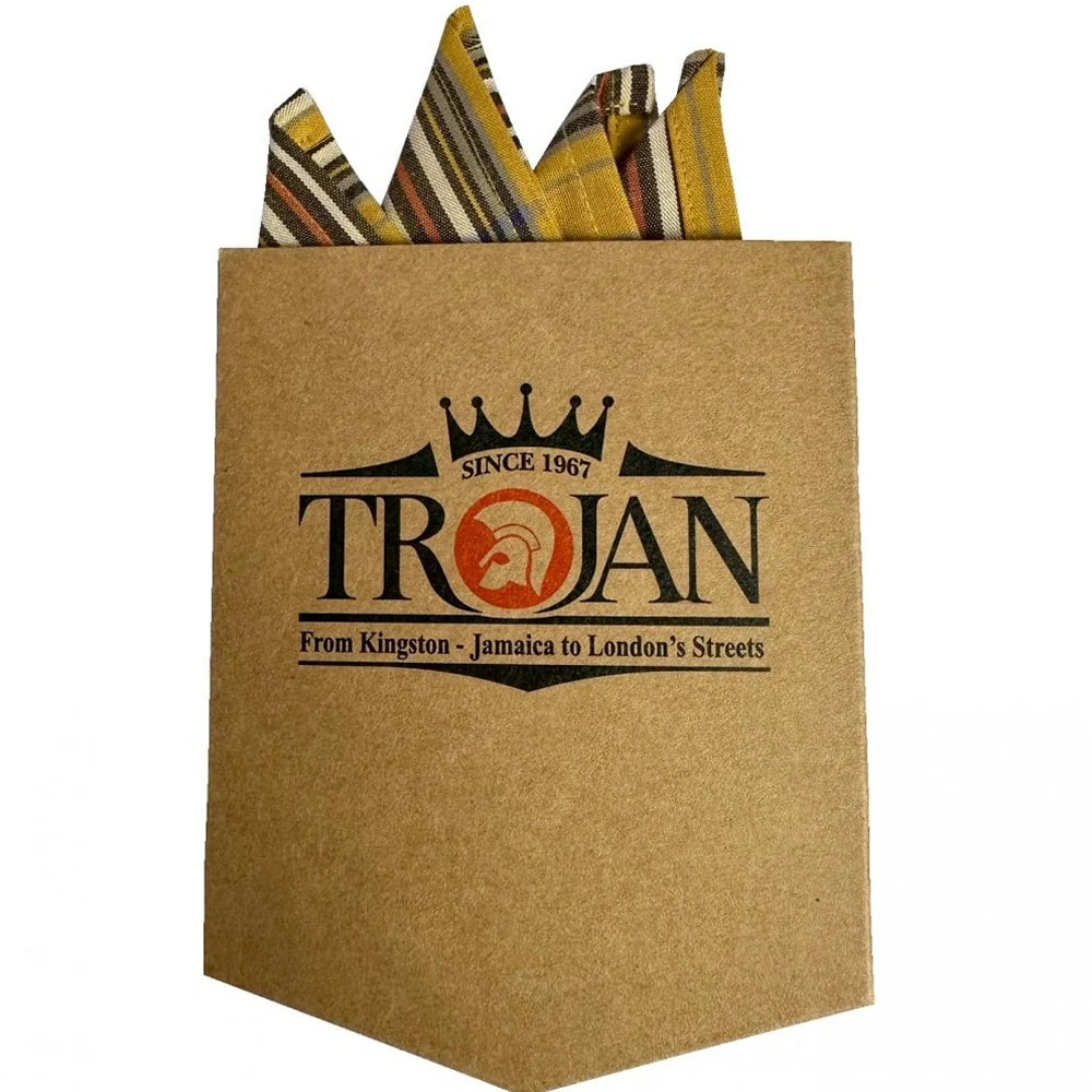 Trojan Records Classic Large Check Shirt With Pocket Square Mustard - Image 5