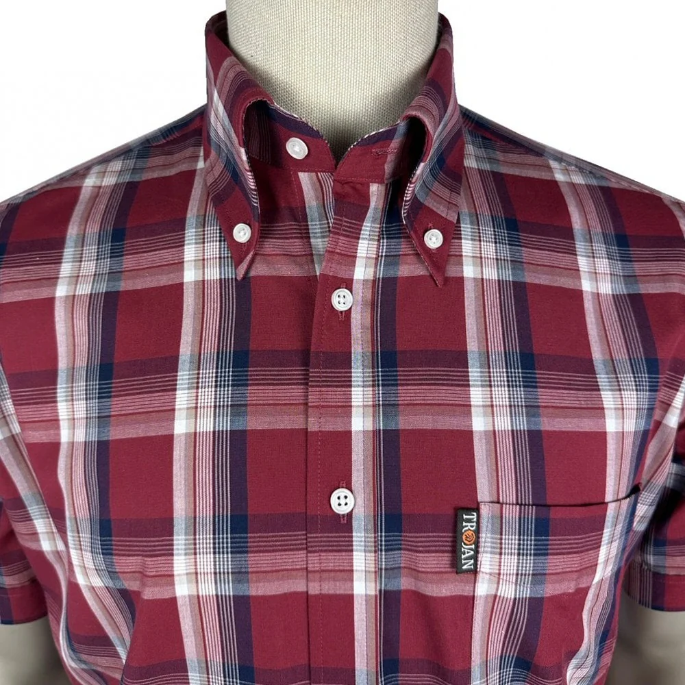 Trojan Records Classic Plaid Check Shirt With Pocket Square Port - Image 2