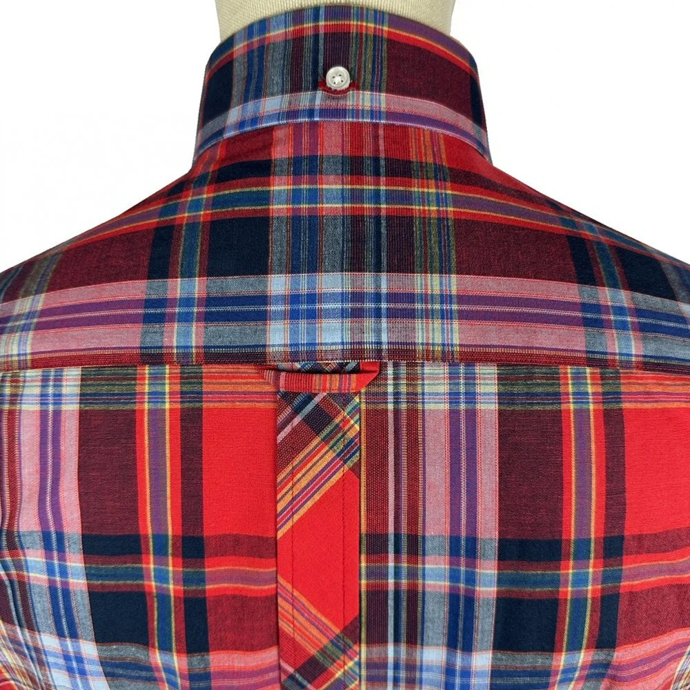 Trojan Records Classic Tartan Check Shirt With Pocket Square Blood - Image 3