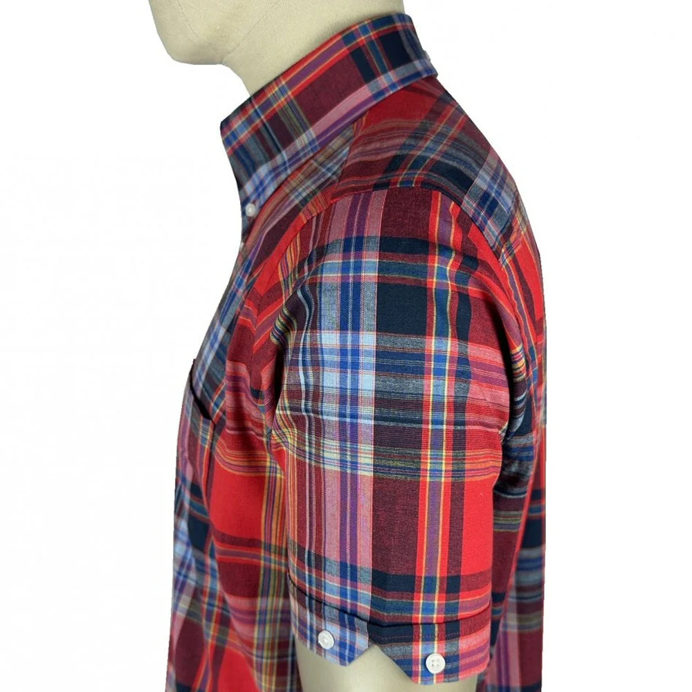 Trojan Records Classic Tartan Check Shirt With Pocket Square Blood - Image 4