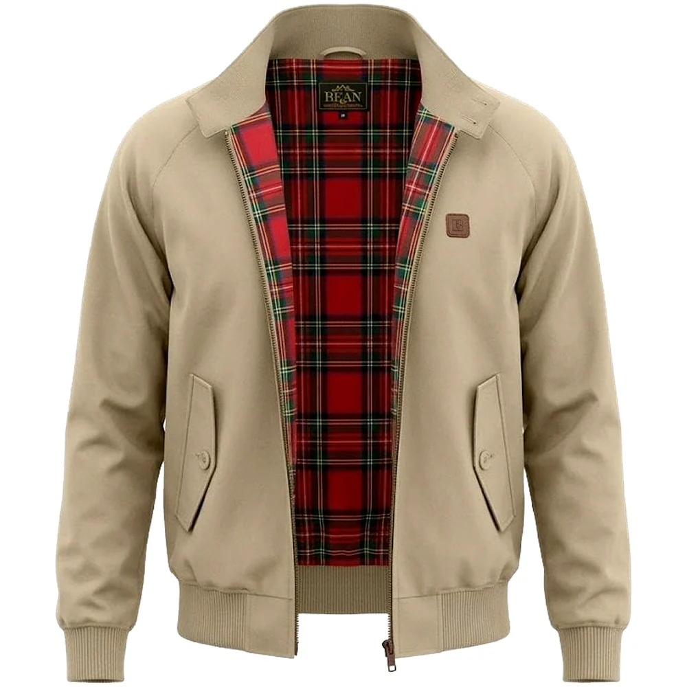 Trojan Records Classic Tartan Lined Harrington Jacket Stone