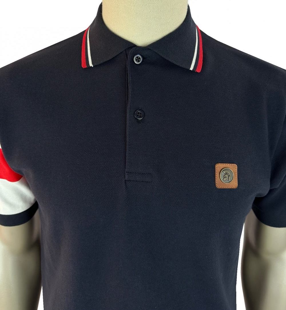 Trojan Records England Flag Pique Polo Shirt Navy - Image 2