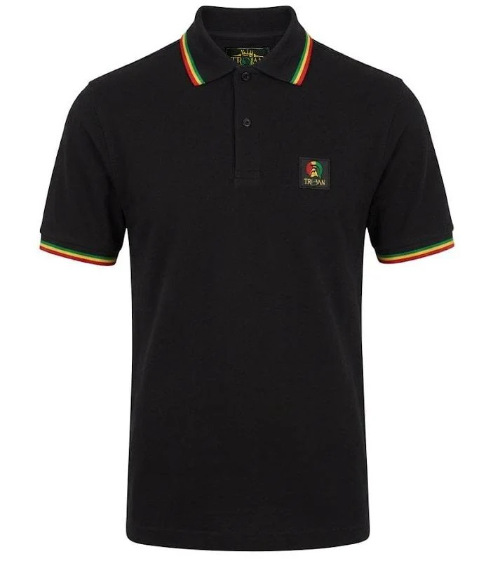 Trojan Records Flag Badge Pique Polo Shirt Rasta