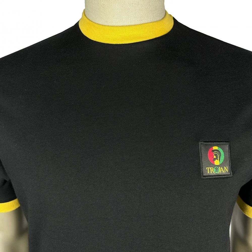 Trojan Records Flag Badged Plain T-Shirt Black - Image 2