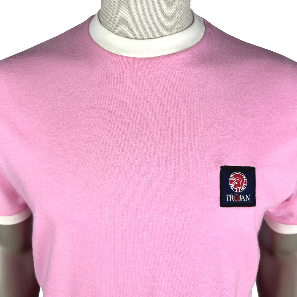 Trojan Records Flag Badged Plain T-Shirt Pink - Image 2