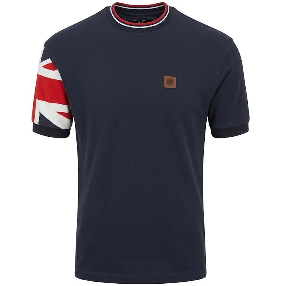 Trojan Records Flag Sleeve Pique T-Shirt Navy