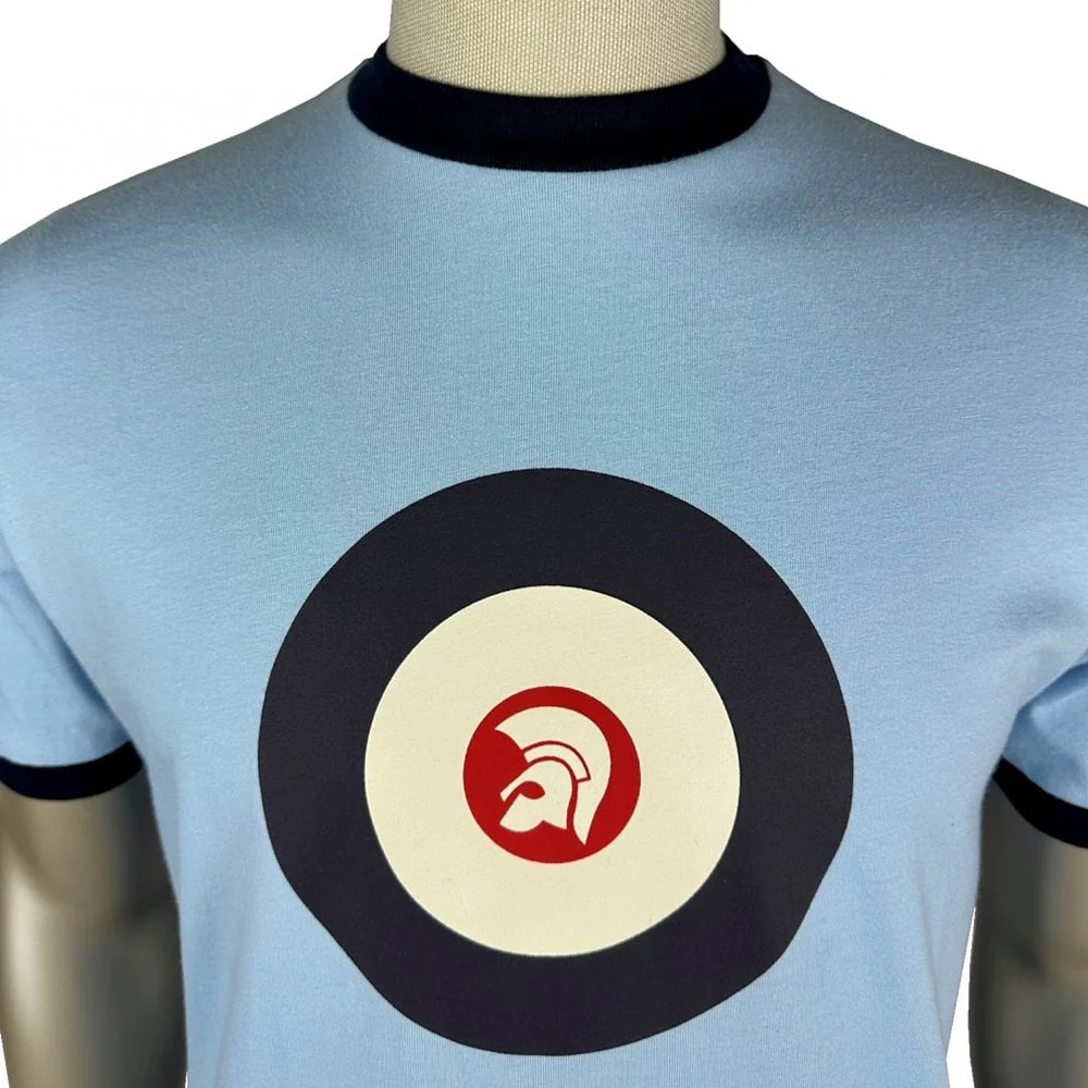 Trojan Records Helmet And Roundel T-Shirt Sky Blue - Image 2