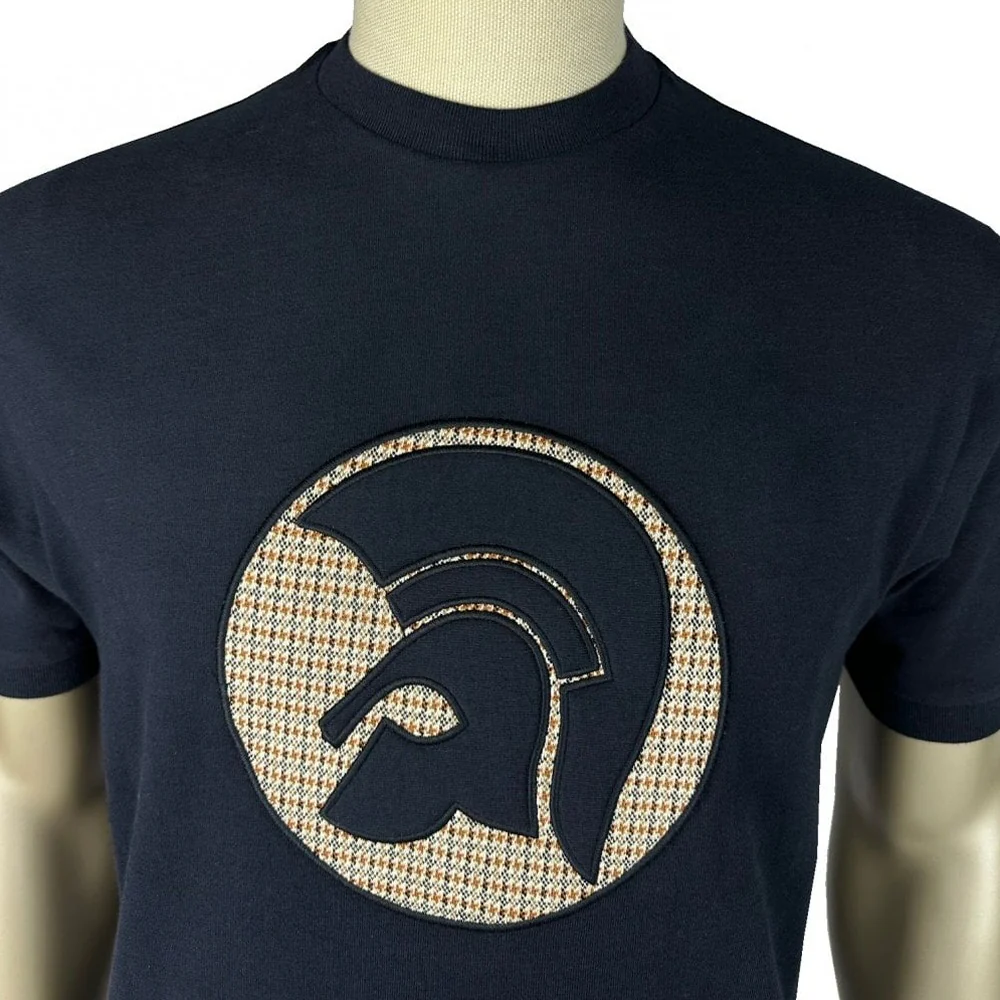 Trojan Records Houndstooth Helmet T-Shirt Navy - Image 2