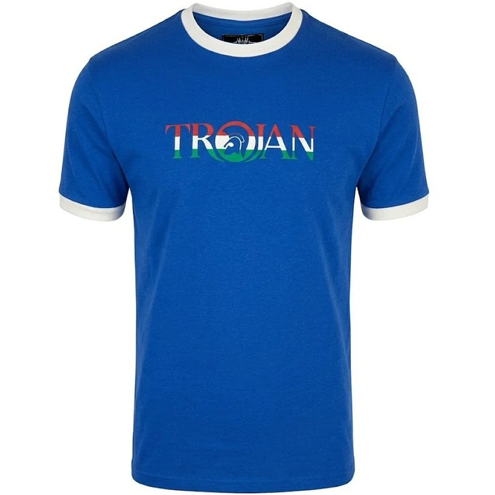 Trojan Records Logo Ringer T-Shirt Cobalt