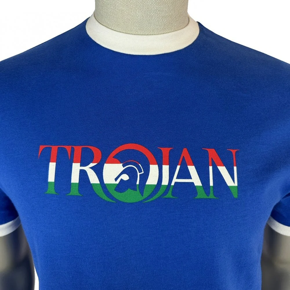 Trojan Records Logo Ringer T-Shirt Cobalt - Image 2