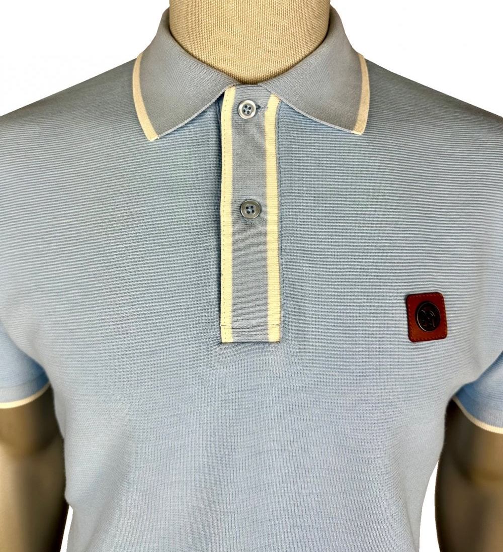 Trojan Records Ottoman Stripe Trim Polo Shirt Powder - Image 2