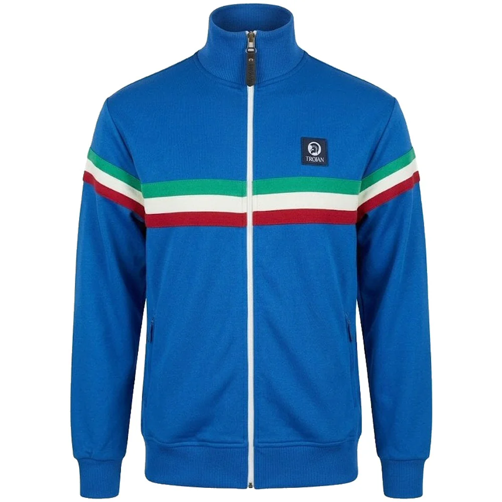 Trojan Records Retro Stripe Track Top Cobalt