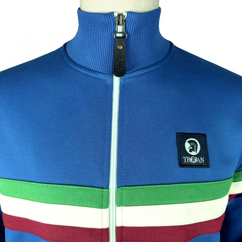 Trojan Records Retro Stripe Track Top Cobalt - Image 2